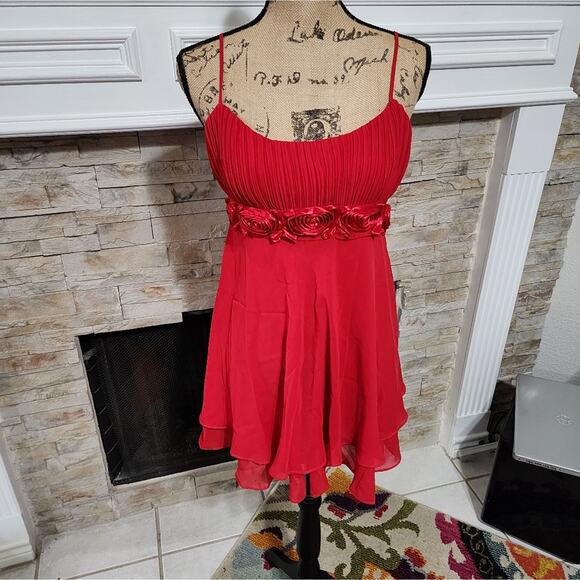 Floral vintage red‎ rosettes nighty gown size medium - Picture 1 of 6
